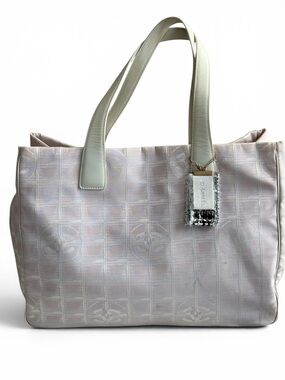 Chanel travel line Light Pink Tote Bag with White leather Handles